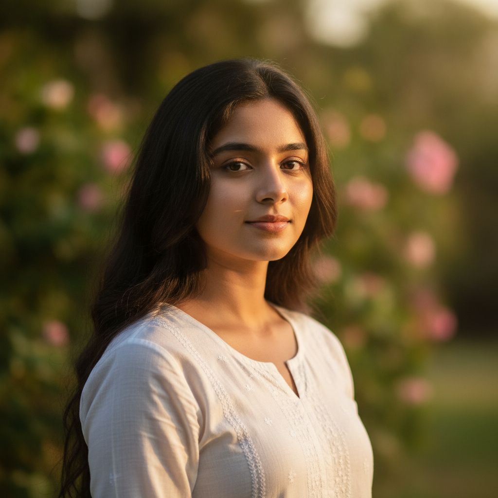 Aesthetic AI portrait of an Indian girl with soft lighting Aesthetic AI portrait of an Indian girl with soft lighting