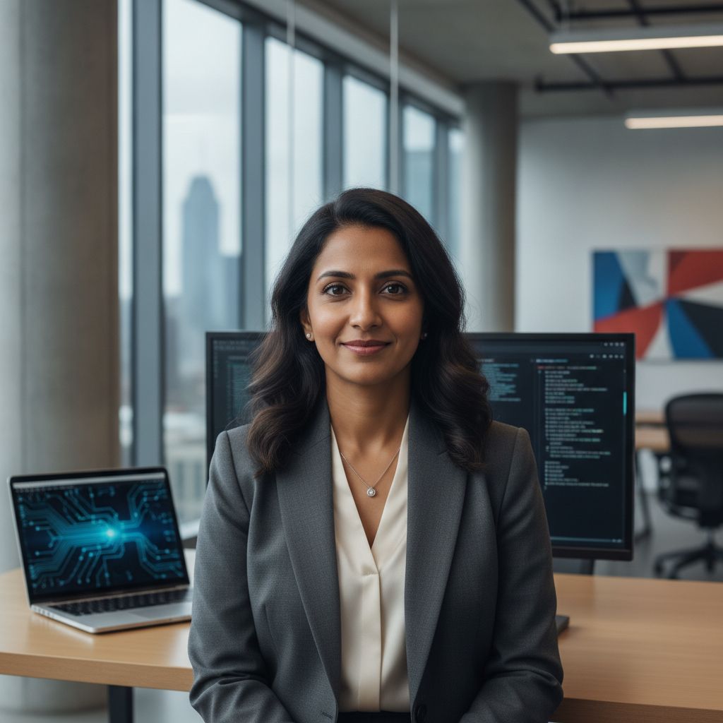 Professional AI portrait of an Indian woman in office attire Professional AI portrait of an Indian woman in office attire