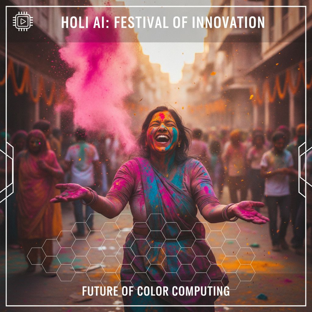AI photo of an Indian girl celebrating Holi with colors AI photo of an Indian girl celebrating Holi with colors